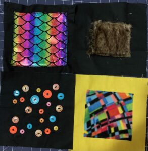 Texture examples in a fidget quilt